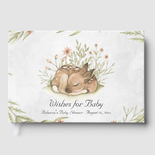 Woodland Deer | Baby shower van bosdieren Gastenboek (Voorkant)