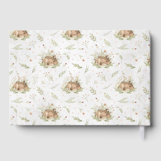 Woodland Deer | Baby shower van bosdieren Gastenboek (Achterkant)