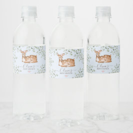 Woodland Deer Baby shower Waterfles Etiket