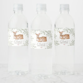 Woodland Deer Baby shower Waterfles Etiket