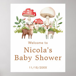 Woodland Deer Baby shower Welkom Poster