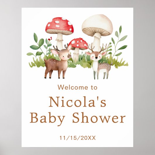 Woodland Deer Baby shower Welkom Poster (Voorkant)
