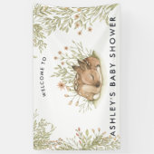 Woodland Deer | Baby shower Welkomstbanner Spandoek (Verticaal)