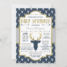 Woodland Deer Baby Sprinkle Invitation, Faux Folie Kaart