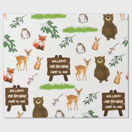 Woodland Deer Bear Rabbit Fox Hedgehog Birthday Cadeaupapier