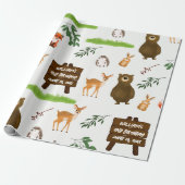 Woodland Deer Bear Rabbit Fox Hedgehog Birthday Cadeaupapier (Uitgerold)