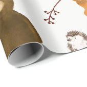 Woodland Deer Bear Rabbit Fox Hedgehog Birthday Cadeaupapier (Rol Hoek)