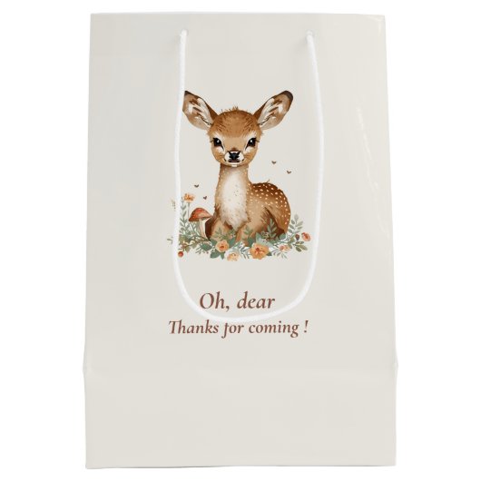Woodland Deer Bedankt Rustic Forest Medium Cadeauzakje (Achterkant)