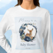 Woodland Deer Blue Flowers Boho Waterverf T-shirt