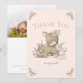 Woodland Deer Boho Girl Baby shower Dank je wel Bedankkaart (Voorkant / Achterkant)