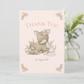 Woodland Deer Boho Girl Baby shower Dank je wel Bedankkaart (Staand voorkant)
