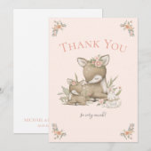 Woodland Deer Boho Girl Baby shower Dank je wel Bedankkaart (Voorkant / Achterkant)