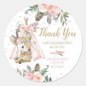 Woodland Deer Boho Tribal Baby shower Verjaardag Ronde Sticker (Voorkant)