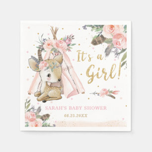 Woodland Deer Boho Tribal Meisje Baby shower Servet