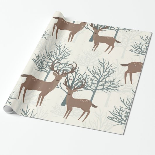 Woodland Deer Cadeaupapier (Uitgerold)