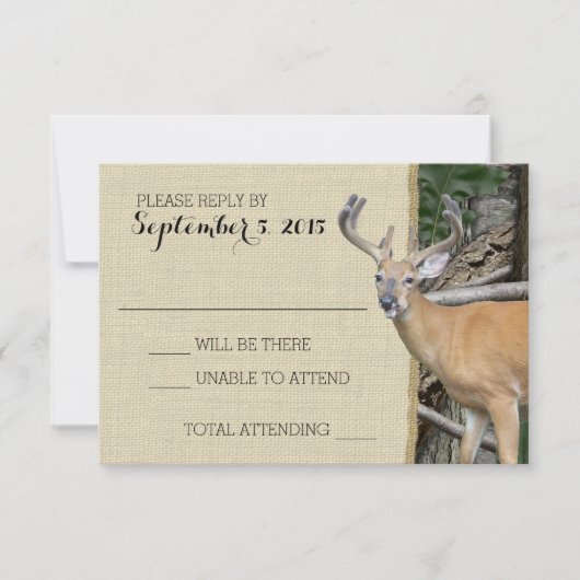 Woodland Deer Camo Reactie RSVP Kaartje (Voorkant)
