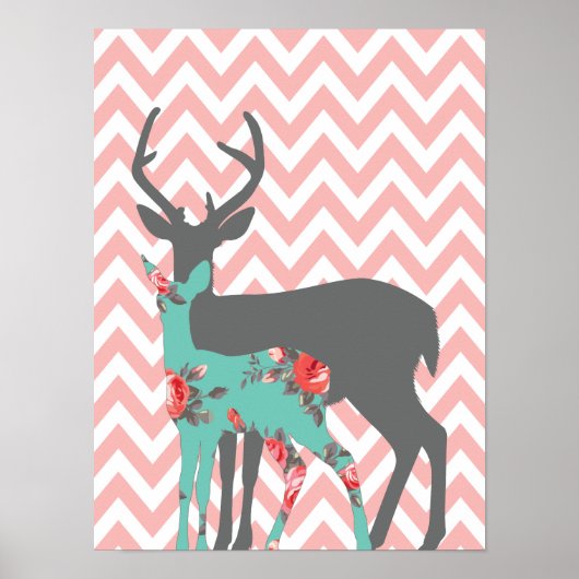 Woodland Deer Children's Bedroom Poster - 12 x 16 (Voorkant)