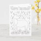 Woodland Deer Coloring Book Birthday Kaart (Gele Bloem)