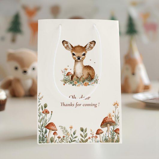 Woodland Deer Dank u Gift Bag | rustiek bos Medium Cadeauzakje