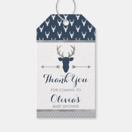 Woodland Deer Dank u Label, gewei, Baby shower Cadeaulabel
