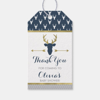 Woodland Deer Dank u Label, gewei, Baby shower Cadeaulabel