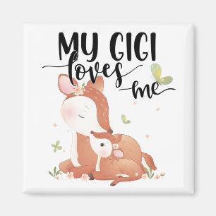 Woodland Deer Doe and Baby Fawn My Gigi Loves me Magneet