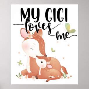 Woodland Deer Doe and Baby Fawn My Gigi Loves me Poster