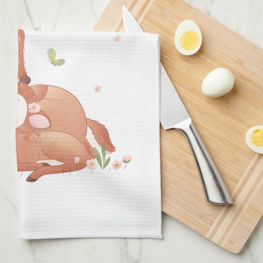 Woodland Deer Doe and Baby Fawn My Gigi Loves me Theedoek (Quarter Fold)