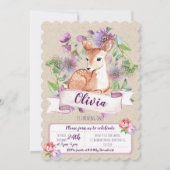Woodland Deer eerste verjaardagsuitnodiging Kaart (Voorkant)