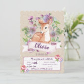 Woodland Deer eerste verjaardagsuitnodiging Kaart (Staand voorkant)