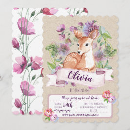 Woodland Deer eerste verjaardagsuitnodiging Kaart