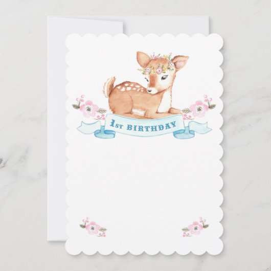 Woodland Deer eerste verjaardagsuitnodiging Kaart (Achterkant)