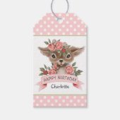 Woodland Deer en Polka Dots Girl's Birthday Party Cadeaulabel (Voorkant)