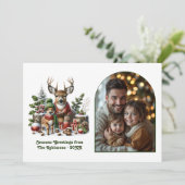 Woodland Deer Family Cozy Forest Christmas Photo Feestdagenkaart (Staand voorkant)