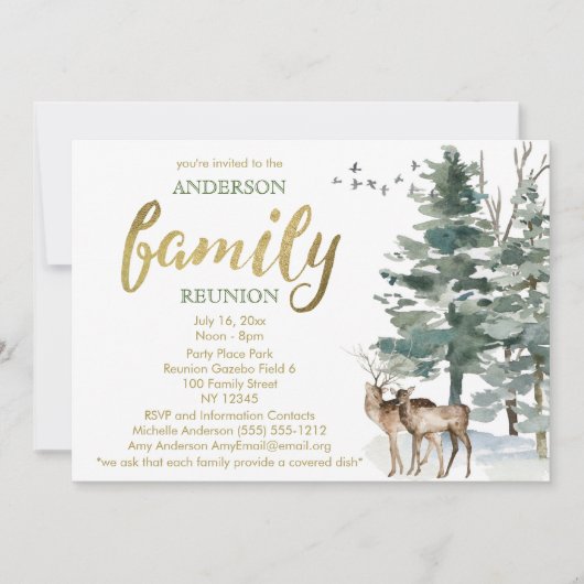 Woodland Deer Family Reunion Kaart (Voorkant)
