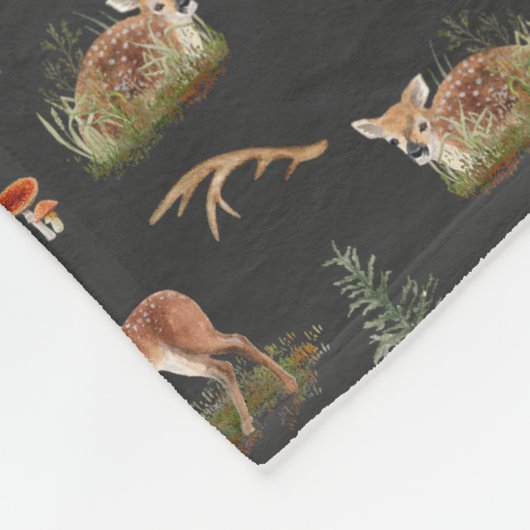 Woodland Deer Fawn Pattern Baby Fleece Blanket (Hoek)