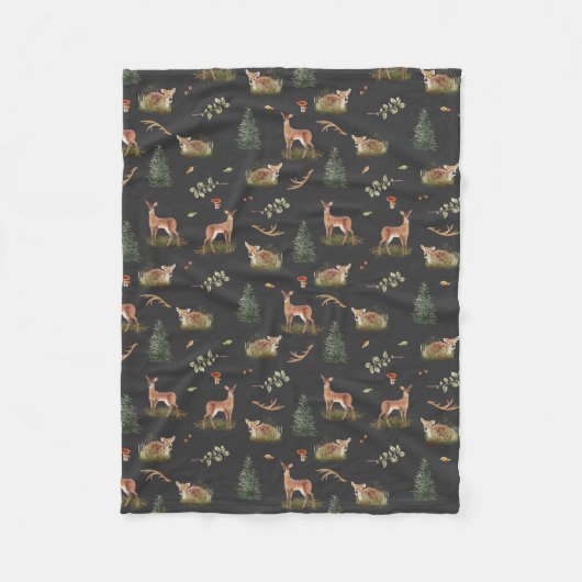 Woodland Deer Fawn Pattern Baby Fleece Blanket (Voorkant)