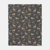 Woodland Deer Fawn Pattern Baby Green Baby Name Fleece Deken (Voorkant)