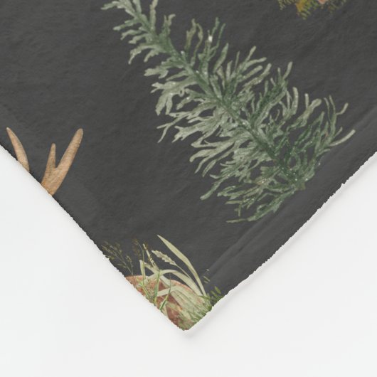 Woodland Deer Fawn Pattern Baby Green Baby Name Fleece Deken (Hoek)