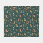 Woodland Deer Fawn Pattern Baby Green Baby Name Fleece Deken (Voorkant (Horizontaal))