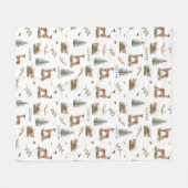 Woodland Deer Fawn Pattern Baby Naam Fleece Deken (Voorkant (Horizontaal))