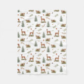 Woodland Deer Fawn Pattern Baby White Fleece Deken (Voorkant)