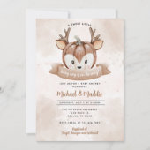Woodland Deer Fawn Pumpkin Baby shower Invitation Kaart (Voorkant)