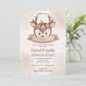 Woodland Deer Fawn Pumpkin Baby shower Invitation Kaart (Staand voorkant)