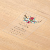 Woodland Deer Floral Antler Winter Wedding Acryl Uitnodigingen (Laagn)