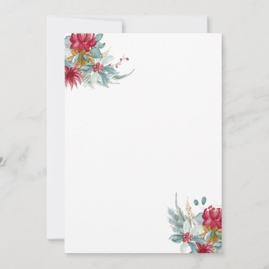 Woodland Deer Floral Antler Winter Wedding Kaart (Achterkant)