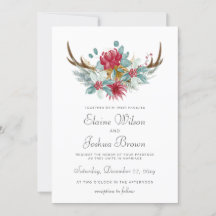 Woodland Deer Floral Antler Winter Wedding