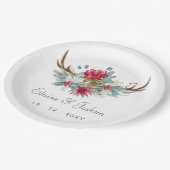 Woodland Deer Floral Antler Winter Wedding Papieren Bordje (Gekanteld)
