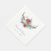 Woodland Deer Floral Antler Winter Wedding Servet (Hoek)