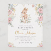 Woodland Deer Floral Baby shower Invitation (Voorkant)